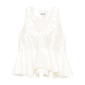 Ganni Mujer, Camisetas, Beige, Talla: L