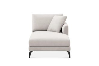 Castlery Lena Right Chaise Sofa Customized, Cream Performance Fleece, Matte Black Legs, Spill Resistant, Removable Covers for Sofas