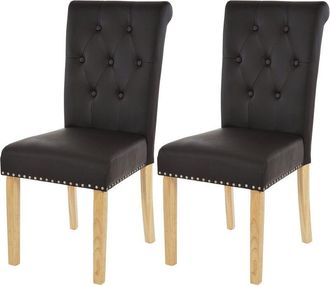 Hhg Hhg - Nunca Usado] Juego De 2 Silla De Comedor Chesterfield Ii, Silla Silla De Cocina, Remaches, Imitaci&oacute;n De Cuero, Caf&eacute;, Patas Ligeras