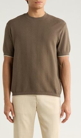 Emporio Armani Tipped Chevron Knit T-Shirt in Solid Dark Brown at Nordstrom, Size Xx-Large