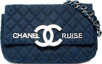 Chanel 2008-2009 quilted flap shoulder bag - Blu