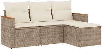 vidaXL Juego De Sof&aacute;s Jard&iacute;n Con Cojines 4 Pzas Rat&aacute;n Sint&eacute;tico Beige Vidaxl