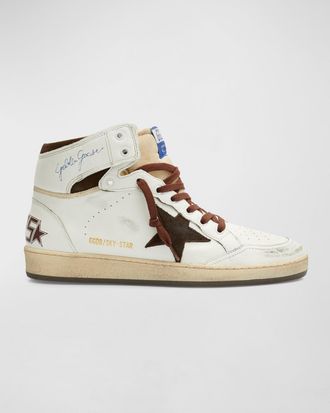 Golden Goose Mens Sky-Star Leather High-Top Sneakers