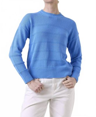 Brodie Tilly Textured Stripe Crew Top In Tranquil Blue