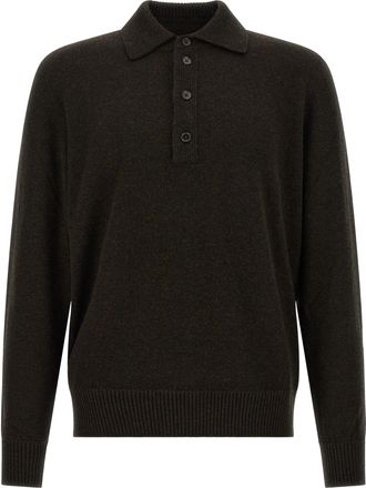 Ermenegildo Zegna Brown Wool Polo Mens Shirt