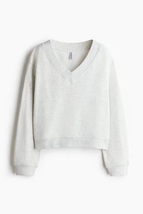 H&M V-neck Sweatshirt in Light Gray Melange at Nordstrom, Size Xx-Large