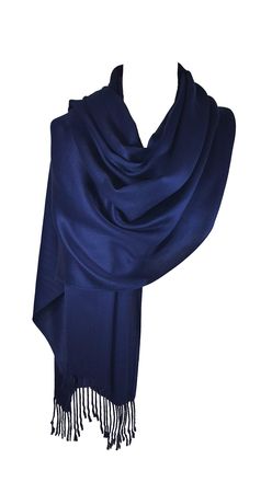 World of Shawls NEW SILKY CASHMERE FEEL PASHMINA SHAWL/SCARF/WRAP (Navy)