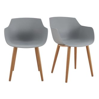 Moloo Silla escandinava gris con pie de metal efecto madera (x2)