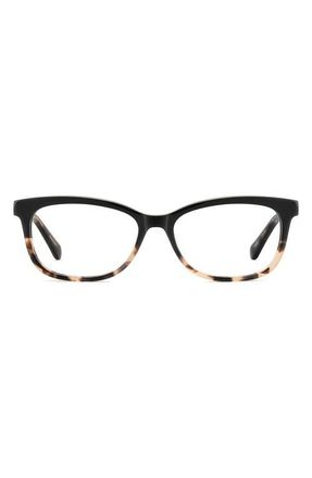 Kate Spade New York bronwen 52mm rectangular optical glasses in Black Shaded Havana at Nordstrom