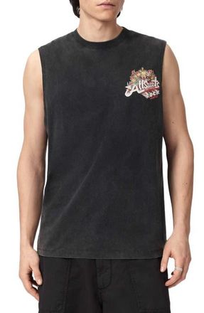 AllSaints Roque Sleeveless Graphic T-Shirt in Washed Black at Nordstrom, Size Xx-Large