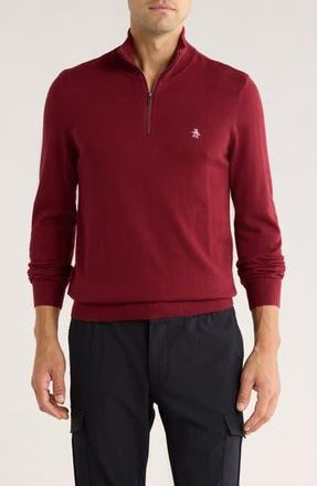 Original Penguin Half Zip Cotton Jersey Sweater in Cabernet at Nordstrom Rack, Size Xx-Large