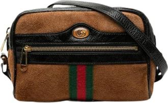 Gucci Pre-owned Cross Body Bags, female, Brown, Size: ONE SIZE Pre-owned Suede Crossbody Bag