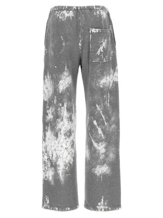 Maison Margiela Paint-Splattered M&eacute;lange Cotton Joggers - Gray