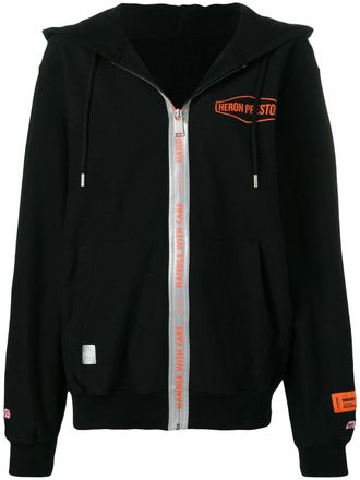 Heron Preston logo zipped hoodie - women - Spandex/Elastane/Polyester/Cotton - S - Black