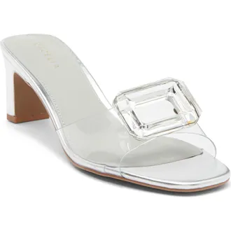 Cecelia New York Park Avenue Jewel Detail Sandal in Silver at Nordstrom, Size 9.5