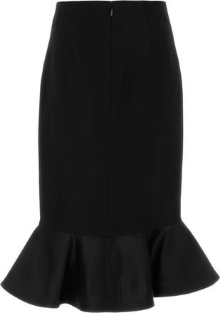 Fendi Womens Grain De Poudre Skirt Black Virgin Wool
