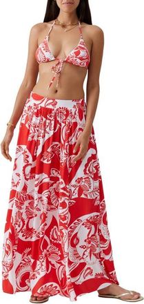 Melissa Odabash Shiloh Cover-Up Maxi Skirt in Floral at Nordstrom, Size X-Small