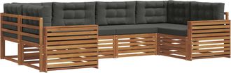 vidaXL Conjunto De Sof&aacute;s De Exterior 6 Uds. Natural Y Antracita Vidaxl