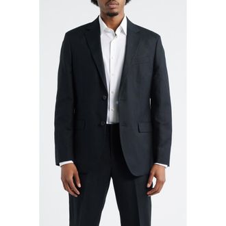 Open Edit Slim Fit Solid Linen Blend Sport Coat in Black at Nordstrom, Size 44