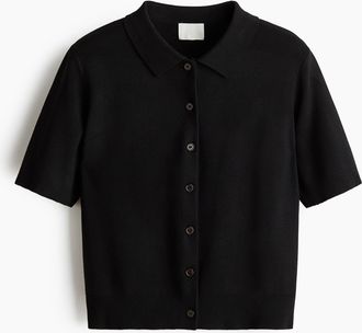 H&M Cardigan mit Kragen - Schwarz