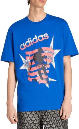 adidas Archive Football Stars Graphic T-Shirt in Power Blue at Nordstrom, Size Xx-Large
