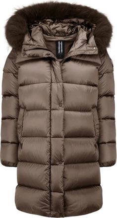 Bomboogie Lange donsjas - Dames - Mantels - Bruin - Maat: XL Zijde