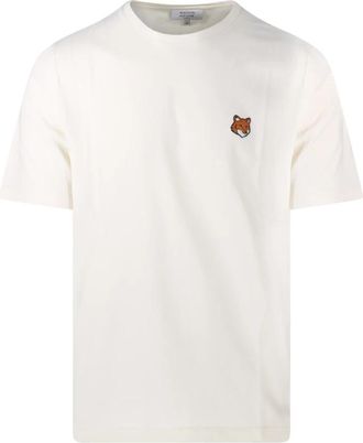 Maison Kitsun&eacute; Fox Head Regular T-shirt - Heren - T-shirts - Beige - M - Tops
