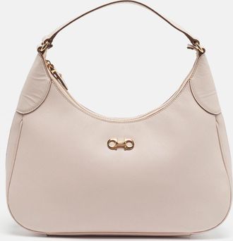 Ferragamo Gancini Romana Pink Saffiano Leather Hobo