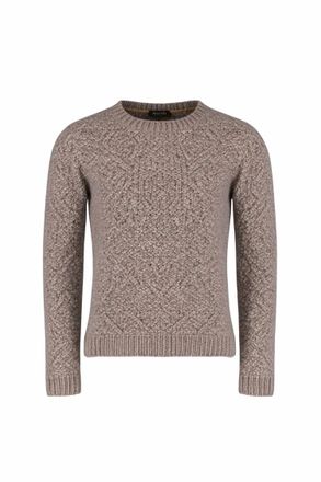 Moorer Mens Crew Neck Knit Sweater In Nocciola