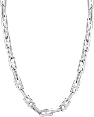 Pompeii3 Mens Polished Steel Single Tone Clasp 8mm Flexible H Link 22 Chain