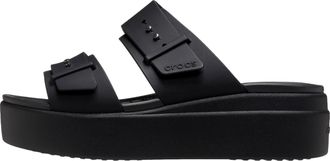 Crocs Brooklyn Buckle Low Wedge Black 207431-001 Womens