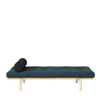Karup Design Chaise longue de madera natural y tela - Azul gris&aacute;ceo