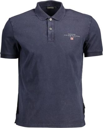 Napapijri Blauw Katoenen Polo met Geborduurd Logo - Heren - Polos - Blauw - 2XL - Katoen - Tops