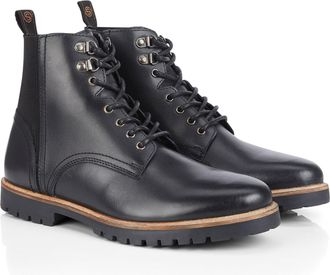 Silver Street London Mens Manchester Leather Casual Lace-up Boot, Black, 11