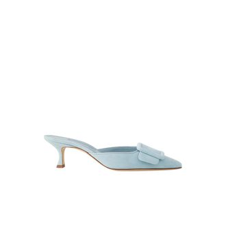 Manolo Blahnik Maysale 50 Mule - female - Manolo Blahnik - Heeled Mules - Blue - 5 UK - Shoes