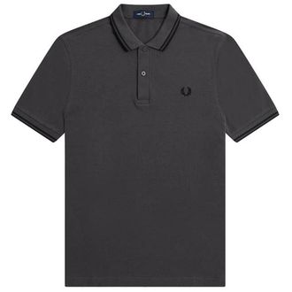Fred Perry Herenpoloshirt met dubbele kraag (Zwart/Grijs)