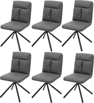 Hhg Juego De 6 Sillas De Comedor Hhg-735, Silla De Cocina Silla, Giratoria Auto Posici&oacute;n Textil/tela, Gris