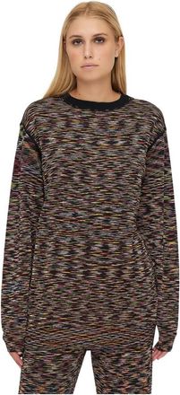 M Missoni Christus Christer met stromende verwerking - Dames - Ronde hals truien - Bruin - S - Wol - Truien & Vesten