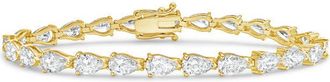 Diana M. Jewels 14kt Yellow Gold 15cts Lab Grown Pear Diamond East-West Tennis Bracelet
