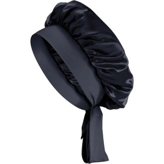 Blissy Bow Mulberry Silk Bonnet in Black at Nordstrom