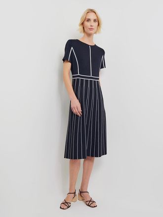 Misook Contrast Stripe A-Line Soft Knit Dress - Modern Fit