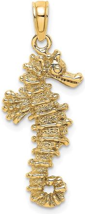 Diamond2Deal 14k Yellow Gold 3D Seahorse Pendant