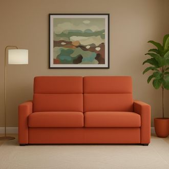 Dmora Sof&aacute; Fijo 3 Plazas Ozegna, Desenfundable, Lavable Made In Italy, Brazos, 220x95 Cm Naranja