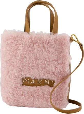 Marni Zachte Shearling Shopper Tas - Roze - Dames - Handtassen - Roze - ONE Size - Leer - Tassen