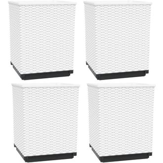 vidaXL Planters 4 pcs White 30x30x37 cm Polypropylene vidaXL