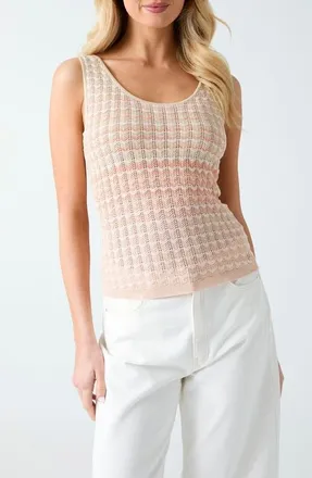 Guess Rosalyn Metallic Pointelle Sweater Tank in Peach Beige/vanilla at Nordstrom, Size X-Small