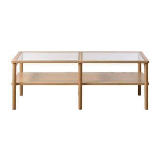 Meubles et Design Mesa de centro de vidrio templado y madera 120x60cm - Madera clara
