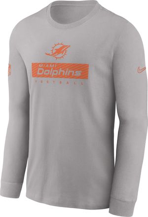 Nike Miami Dolphins Sideline Team Issue Nike Mens Dri-FIT NFL Long-Sleeve T-Shirt in Grey | 02EW09T9P-L94