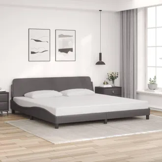 vidaXL Vidaxl - Estructura De Cama Sin Colch&oacute;n Cuero Sint&eacute;tico Gris 200x200 Cm