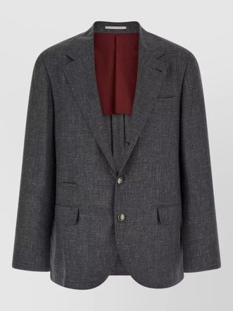 Brunello Cucinelli canvas blazer tailored notch lapel design